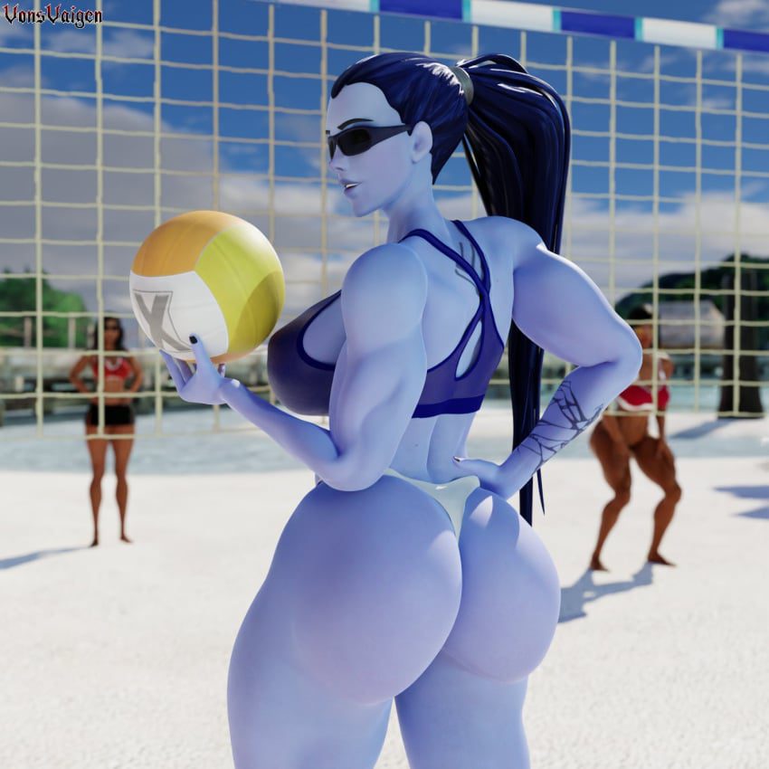 overwatch-free-sex-art-–-black-hair,-blizzard-entertainment,-swimsuit,-amelie-lacroix,-fit,-volleyball-net