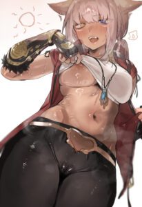 final-fantasy-sex-art-–-heterochromia,-solo,-nipples,-fingerless-gloves