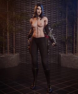 fortnite-sex-art-–-potion-bottle,-athletic-female,-detailed-background,-black-lipstick,-gun-holster
