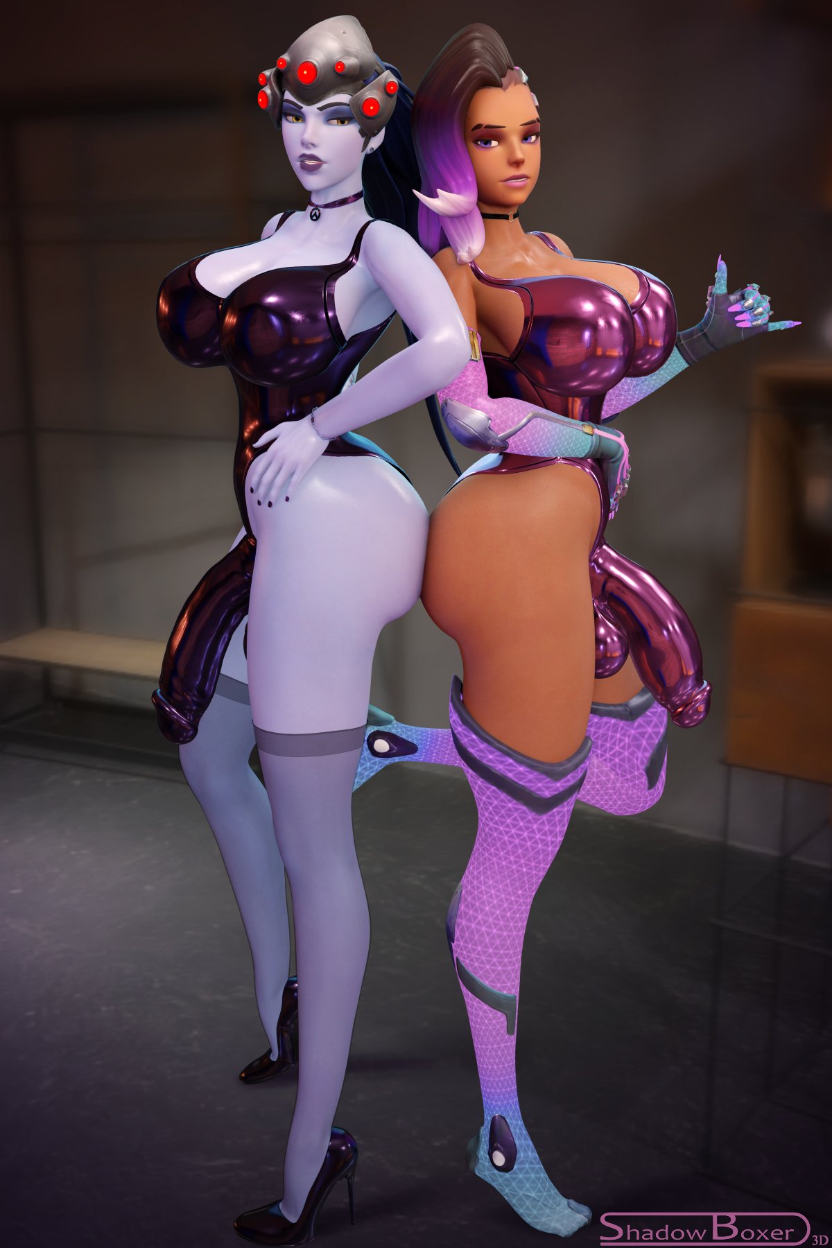 overwatch-xxx-art-–-blender,-sombra,-dark-skinned-futanari,-penis-under-clothes.