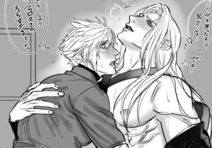 final-fantasy-hentai-art-–-sephiroth,-size-difference,-cloud-strife,-making-out,-villain,-final-fantasy-vii