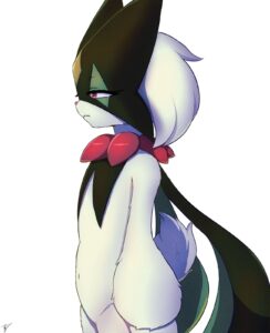pokemon-hentai-porn-–-feline,-green-fur,-mabel,-featureless-crotch,-cute,-teeth