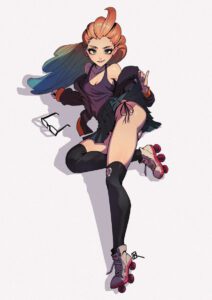 zoe-hot-hentai-–-thigh-socks,-tank-top,-skirt,-multicolored-hair,-green-eyes,-thong,-glasses