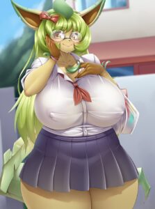 pokemon-sex-art-–-half-dressed,-big-nipples,-teeth,-glasses-on-head,-school-uniform,-plant