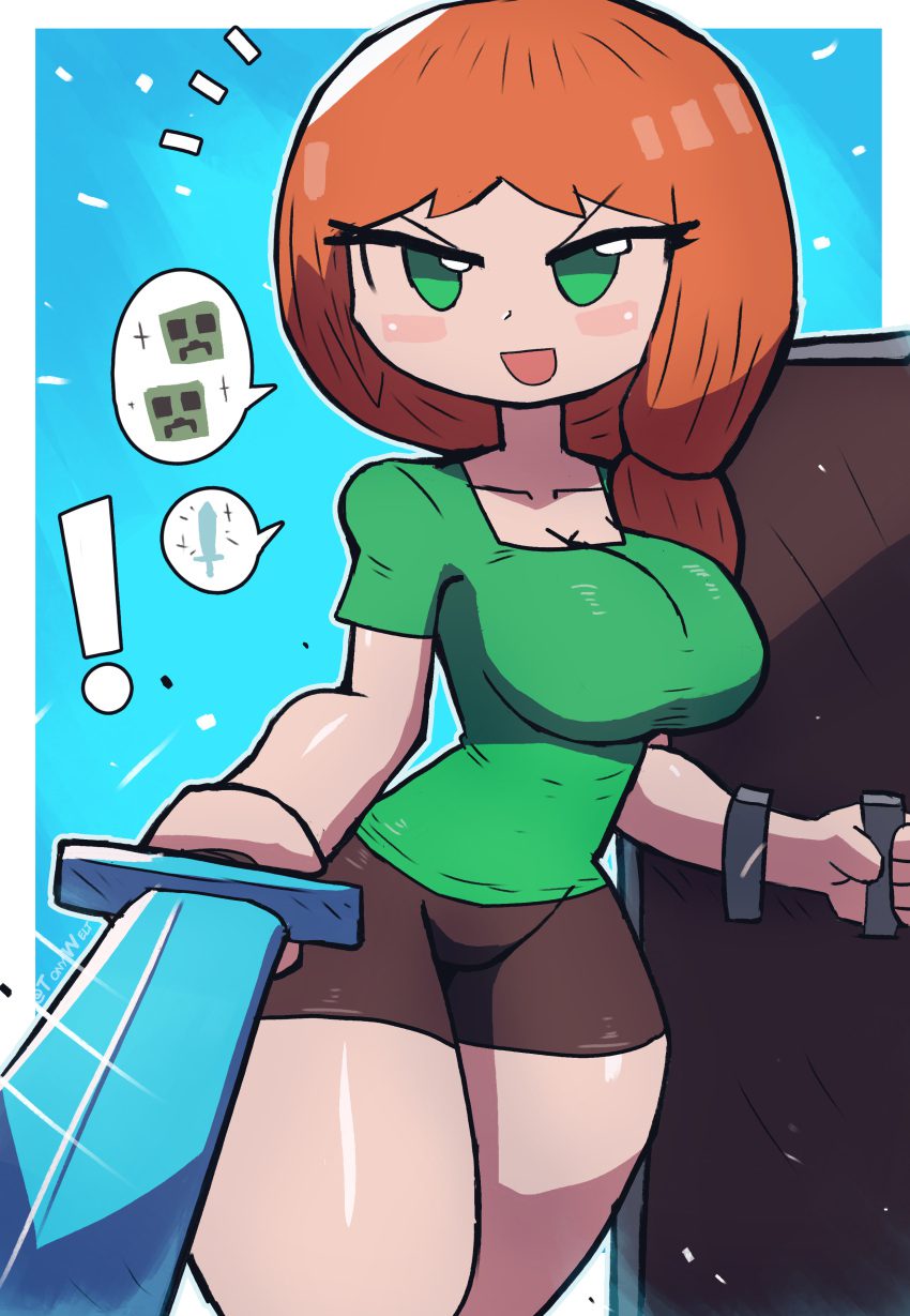 alex-game-hentai,-creeper-game-hentai-–-mojang,-text-bubble,-sword,-glistening-body,-thighs,-unseen-character