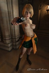 resident-evil-game-hentai-–-smiling,-solo,-holding-gun,-hourglass-figure,-blonde-hair
