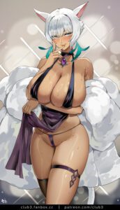 final-fantasy-game-porn-–-white-hair,-facial-markings,-large-breasts,-cat-ears,-cat-tail,-catgirl,-cleavage