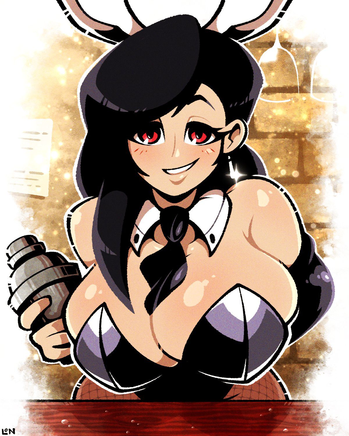 final-fantasy-hentai-art-–-final-fantasy-vii,-making-drink,-bartender,-tifa-lockhart,-black-hair,-red-eyes