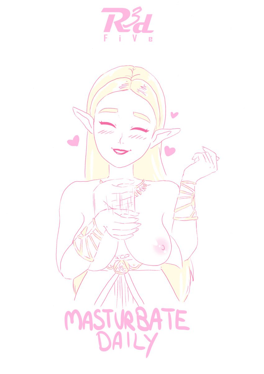 the-legend-of-zelda-hentai-xxx-–-love-hearts,-blush-lines,-solo-focus,-blush,-breasts-out,-text