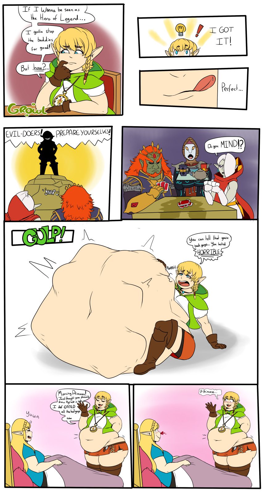the-legend-of-zelda-hentai-art-–-english-text,-multiple-prey,-blonde-hair,-exposed-belly,-chubby,-turned-on