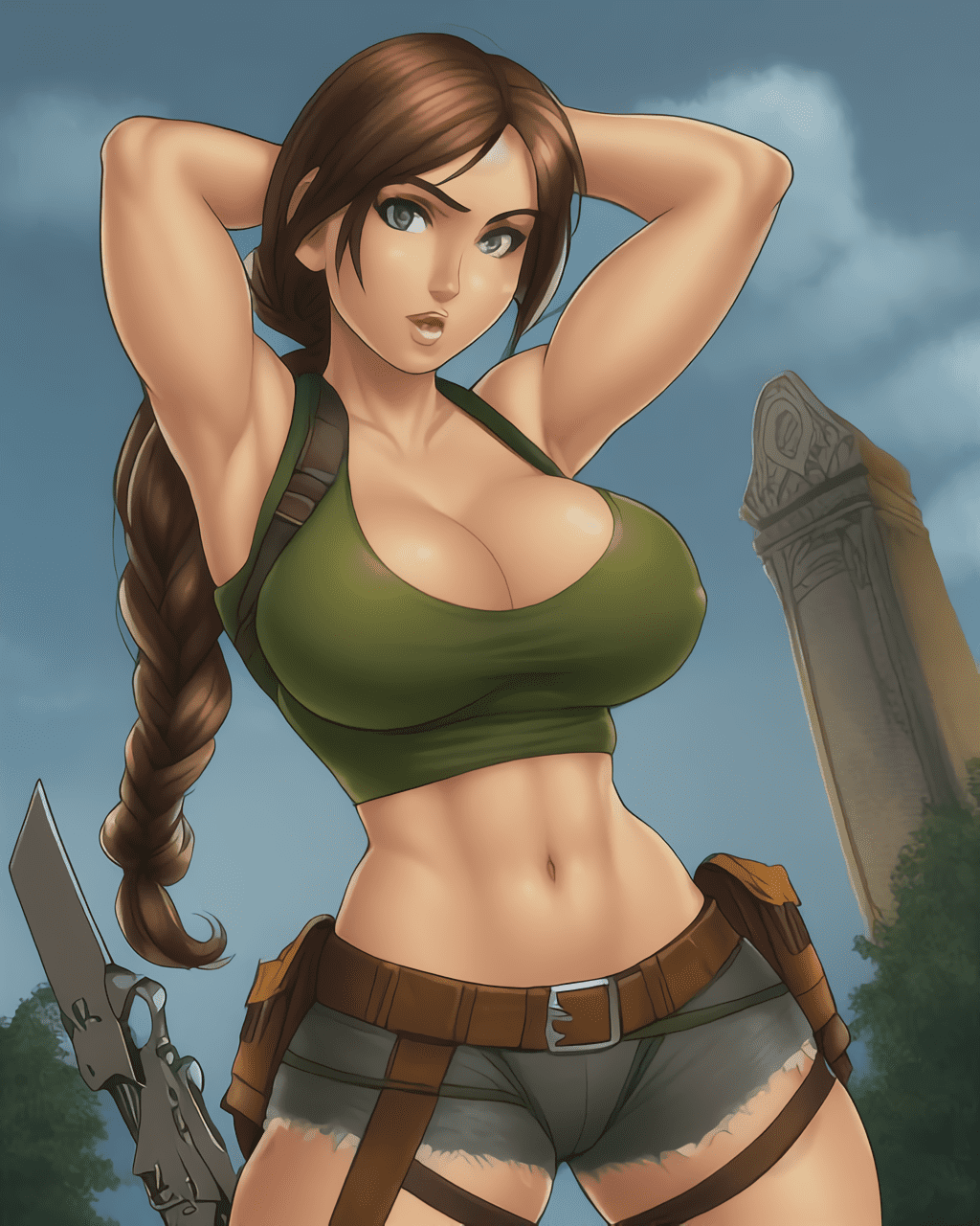 tomb-raider-game-porn-–-ls,-busty,-cleavage,-sexy-armpits,-shorts,-armpits