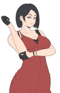 resident-evil-hentai-porn-–-roverpng,-capcom,-dress,-female-only,-black-hair,-smiling-at-viewer,-gloves