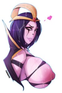 league-of-legends-hentai-porn-–-side-view,-upper-body,-purple-hair,-mascara,-purple-skin