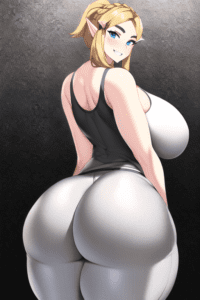 the-legend-of-zelda-game-hentai-–-curvy-figure,-ass-focus,-tank-top,-thick-thighs,-grey-leggings,-shiny-hair