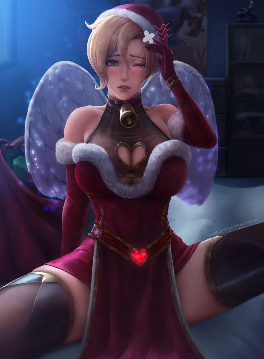 overwatch-hentai-porn-–-arm-at-side,-solo,-cleavage-cutout,-christmas