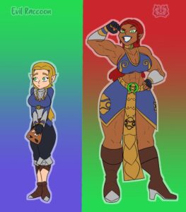 the-legend-of-zelda-hentai-–-dark-skinned-female,-brown-skin,-evil-raccoon,-big-breasts,-zelda-(breath-of-the-wild),-mask