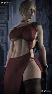 resident-evil-porn-hentai-–-curvy-figure,-dress,-ass,-voluptuous-female,-clothed-female