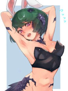 final-fantasy-porn-–-final-fantasy-xiv,-shiny-skin,-green-hair,-embarrassed,-navel