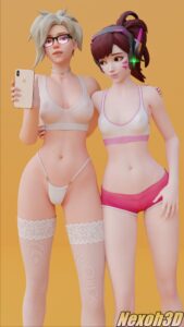 overwatch-rule-porn-–-skimpy-clothes,-smartphone,-looking-at-viewer