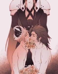 final-fantasy-xxx-art-–-closed-eyes,-yaoi,-earrings,-spiky-hair,-licking-penis