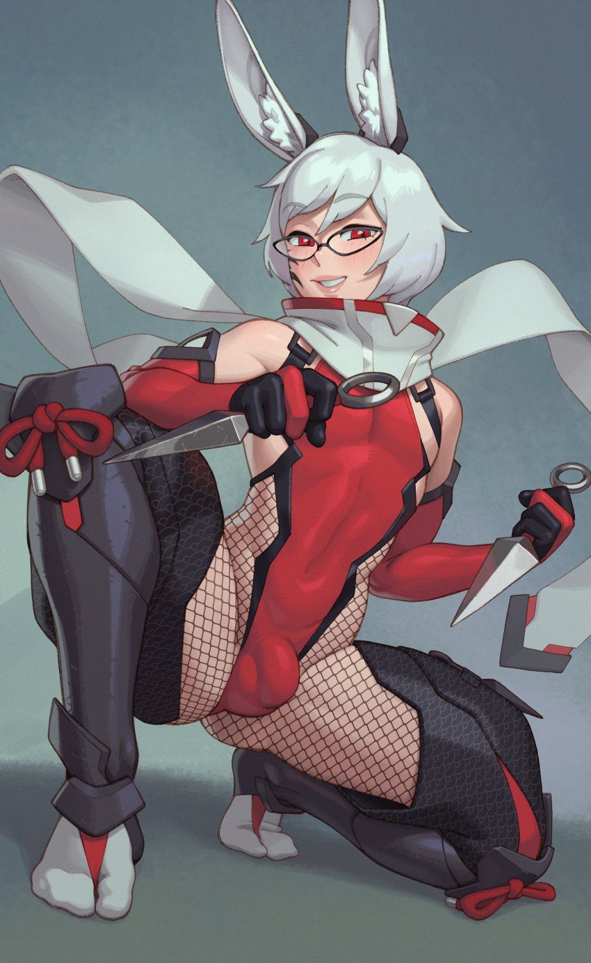 final-fantasy-porn-hentai-–-male-only,-bunny-ears,-bulge,-final-fantasy-xiv,-looking-at-viewer,-taiyo-akari,-white-hair