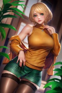 resident-evil-xxx-art-–-female,-short-hair,-orange-sweater,-clothed