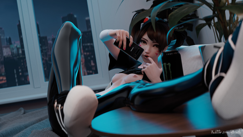 overwatch-porn-–-sexy,-finger-in-mouth,-seductive-eyes,-leather-pants,-blouse-lift,-bra