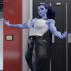 overwatch-hentai-–-ass,-gym,-female-only,-yellow-eyes,-tattoo,-abs,-fit-female