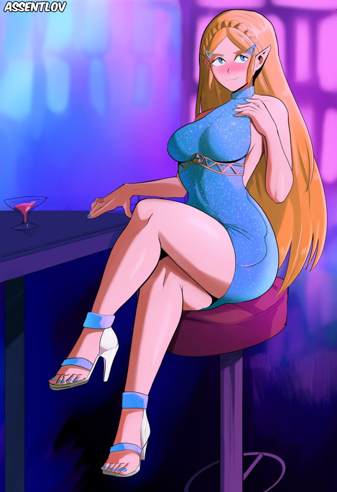 the-legend-of-zelda-rule-porn-–-sleeveless-dress,-wine-glass,-breasts,-high-heels,-painted-fingernails