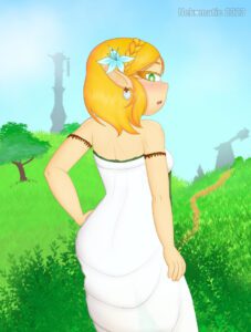the-legend-of-zelda-game-porn-–-zelda-(tears-of-the-kingdom),-looking-back,-green-eyes,-looking-at-viewer