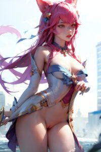 league-of-legends-porn-–-riot-games,-ai-generated,-pink-hair,-bottomless,-star-guardian-ahri,-partially-clothed,-female-focus