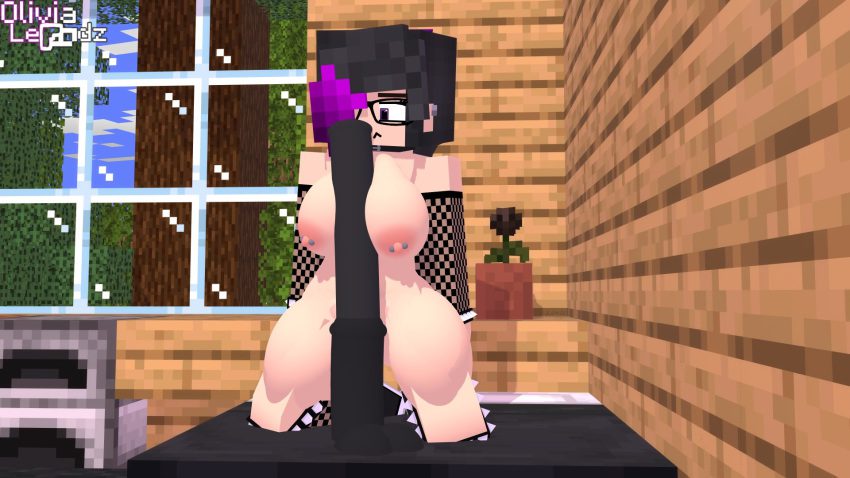 minecraft-xxx-art-–-glasses,-horsecock-dildo,-multicolored-hair,-looking-at-dildo,-3d