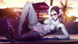 overwatch-hot-hentai-–-toenail-polish,-sunscreen,-rifle,-round-glasses,-skimpy-bikini,-ls,-red-nails