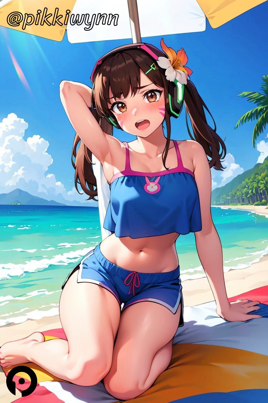 d.va-hentai-art-–-towel,-arm-support,-palm-tree,-ai-generated,-beach-umbrella,-bare-shoulders