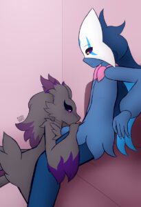 pokemon-xxx-art-–-fellatio,-anthro,-hi-res,-kneeling,-black-fur,-looking-at-partner