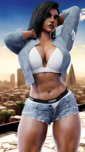 overwatch-game-porn-–-shorts,-toned-female,-toned-belly,-white-bra,-ls,-muscle,-female-focus
