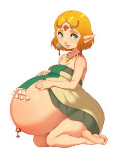 the-legend-of-zelda-hentai-art-–-navel-piercing,-green-eyes,-zonai-outfit,-pregnant