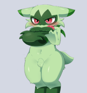 pokemon-rule-–-green-body,-male,-animal-genitalia,-red-eyes