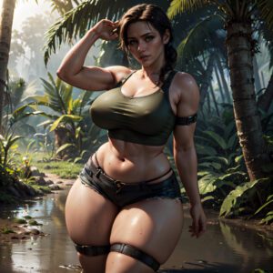 tomb-raider-game-hentai-–-ai-generated,-big-breasts,-mud,-stable-diffusion,-thick-thighs,-short-shorts,-chubby-thighs