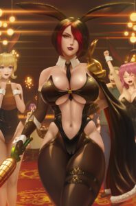 league-of-legends-hentai-–-very-high-resolution,-sword,-brown-hair,-cleavage,-looking-at-another,-looking-at-viewer