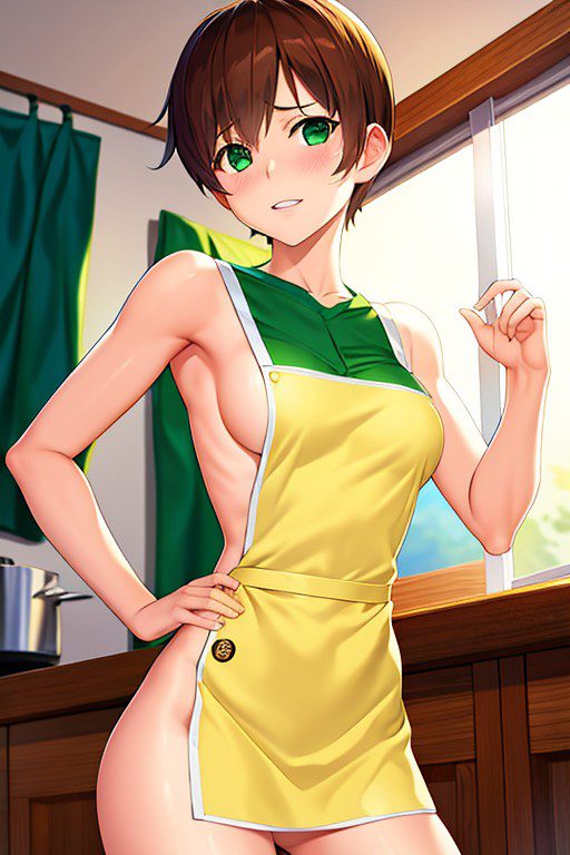 resident-evil-rule-–-brown-hair,-rebecca-chambers,-naked-apron,-kitchen,-green-eyes