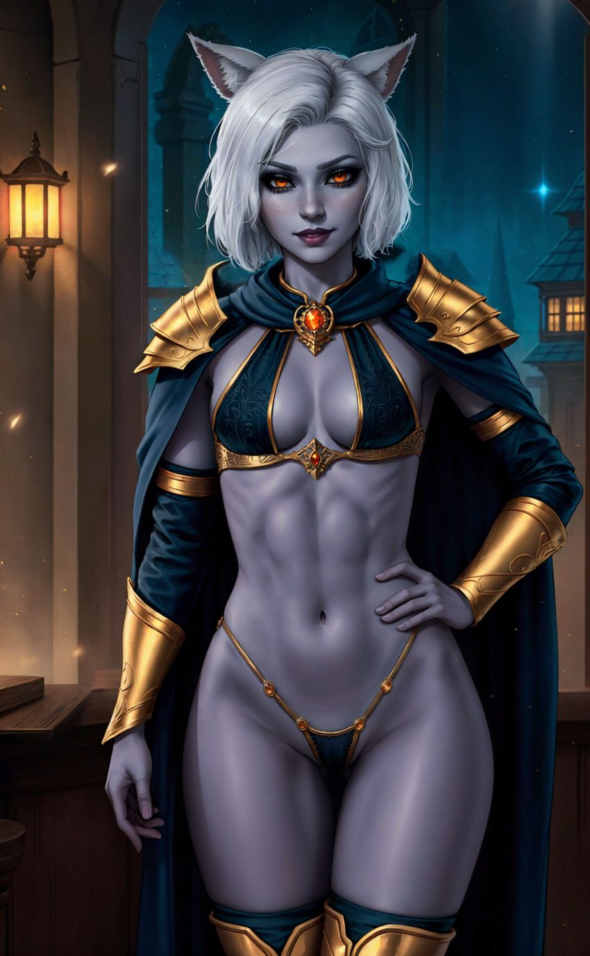 final-fantasy-free-sex-art-–-bikini-top,-armored-female,-slutty-outfit,-armored-boots,-final-fantasy-xiv,-cape,-abs
