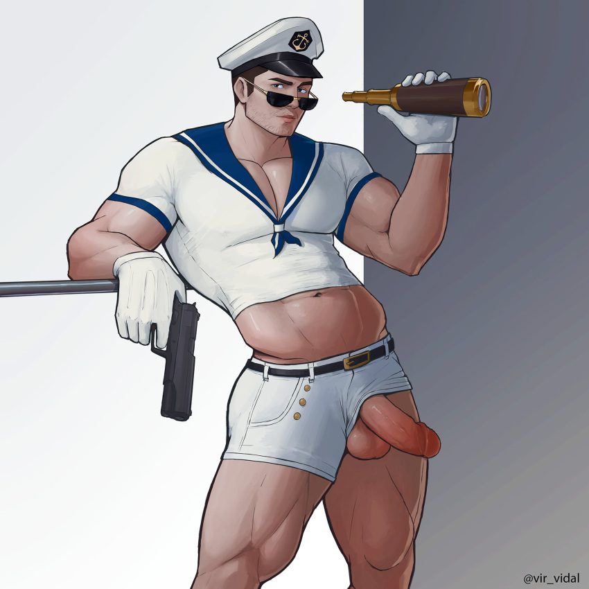 resident-evil-hentai-porn-–-sailor-uniform,-standing,-penis-out,-short-shorts,-muscular-male