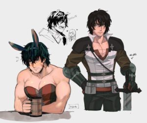 final-fantasy-hentai-–-light-skinned-male,-clothed,-man-boobs,-dark-hair,-fit,-huge-breasts