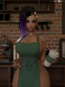 overwatch-hentai-xxx-–-looking-at-viewer,-iced-latte-with-breast-milk,-big-breasts,-solo,-blender,-wide-hips