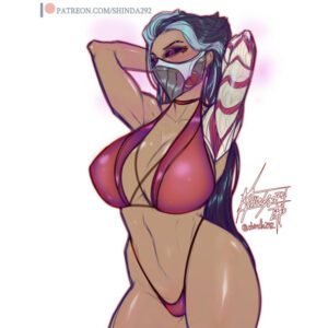 league-of-legends-xxx-art-–-long-hair,-big-breasts,-voluptuous,-arms-up,-wide-hips,-thong,-mask