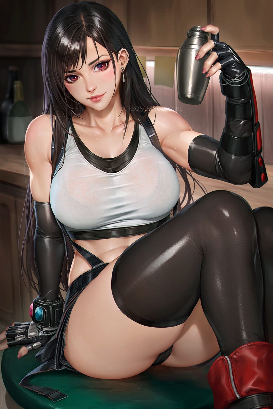 final-fantasy-hentai-art-–-earring,-sports-bra,-sitting-on-table,-long-hair,-tifa-lockhart