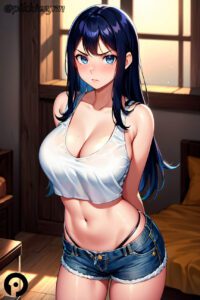 league-of-legends-game-porn-–-caitlyn-kiramman,-bare-arms,-blue-shorts,-highleg,-black-hair,-v-shaped-eyebrows