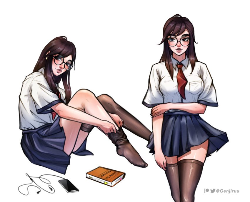 killjoy-xxx-art-–-slight-blush,-glasses,-genjiruu,-earrings,-school-uniform,-kneehighs,-sitting