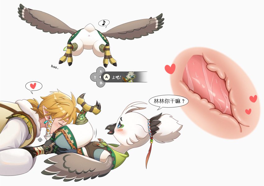 the-legend-of-zelda-porn-–-yaoi,-licking,-bird,-link-(breath-of-the-wild)